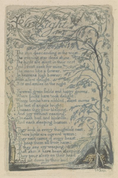 Nacht, Platte 29 aus Lieder der Unschuld, 1789 von William Blake